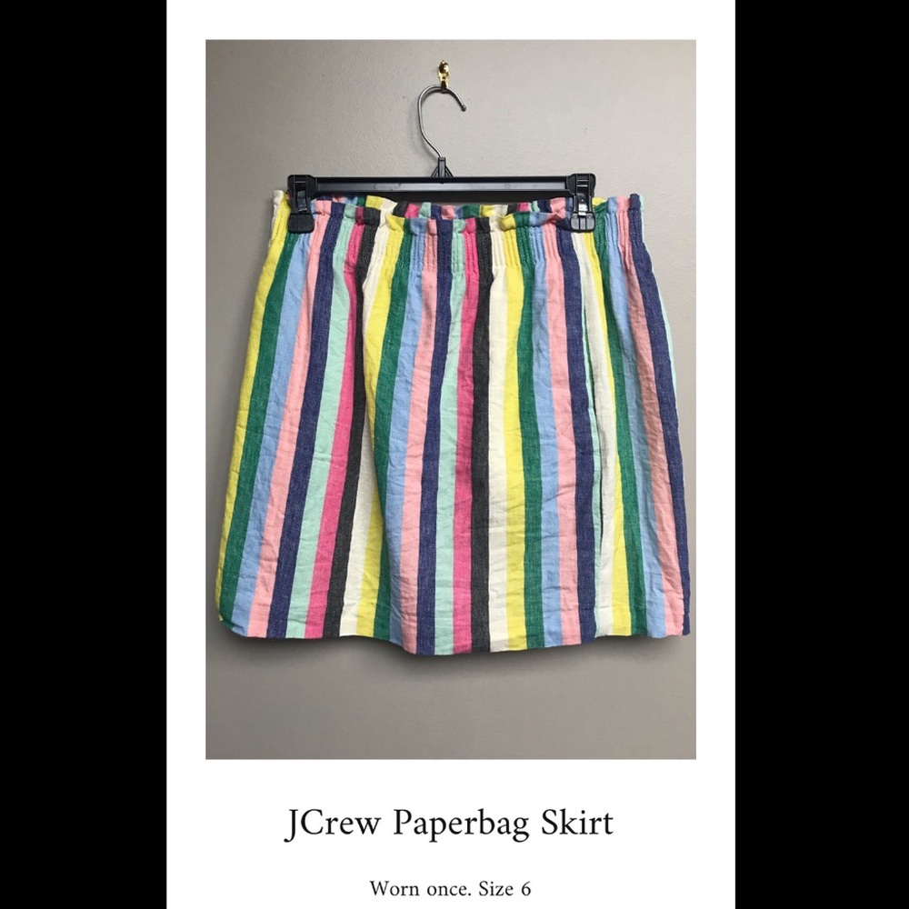 J Crew Multi Mixed Rainbow Striped Sidewalk Skirt
